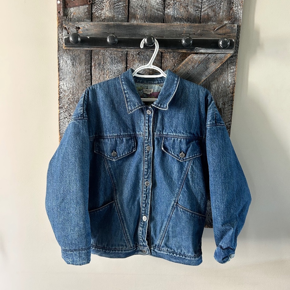 Women's Vintage Pulse Denim Jean Jacket w/Graphic Lining